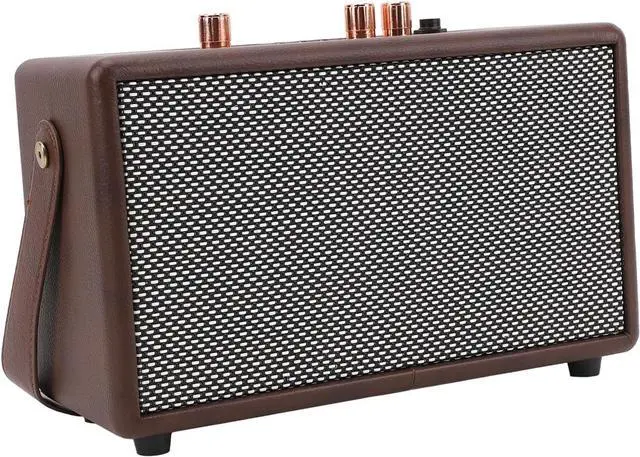 Alt view image 7 of 7 - Vintage Bluetooth Speaker, Rechargeable Leather Portable BT Retro Style Audio System, Indoor Outdoor Portable Small Bluetooth Speaker, 20W Heavy Bass Music Player for Home