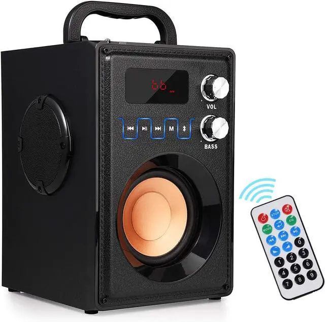 Alt view image 2 of 6 - 20W black portable bluetooth speaker with subwoofer Rich Bass wireless stereo outdoor / indoor speaker,with bluetooth connection, TF card, U disk, FM function, AUX input, headset for home party smart