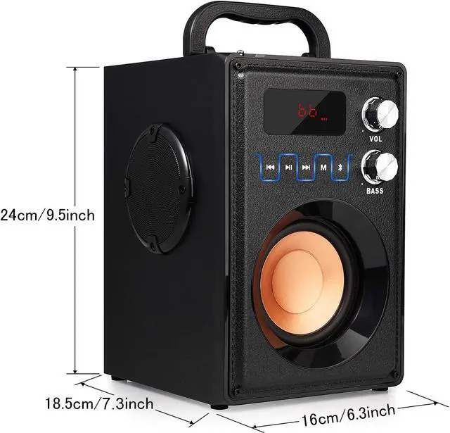 Alt view image 3 of 6 - 20W black portable bluetooth speaker with subwoofer Rich Bass wireless stereo outdoor / indoor speaker,with bluetooth connection, TF card, U disk, FM function, AUX input, headset for home party smart