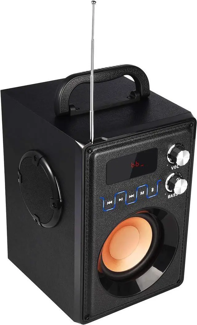 Alt view image 4 of 6 - 20W black portable bluetooth speaker with subwoofer Rich Bass wireless stereo outdoor / indoor speaker,with bluetooth connection, TF card, U disk, FM function, AUX input, headset for home party smart