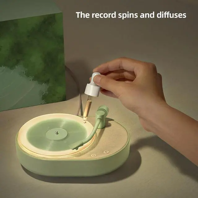 Alt view image 6 of 7 - Tangxi Bluetooth Speaker Record Player Shaped, 3 in 1 Wire Less Speakers with Aromatherapy Function & LED Night Light, 2 Light Modes, Portable Bluetooth Speaker for Office Home Decor