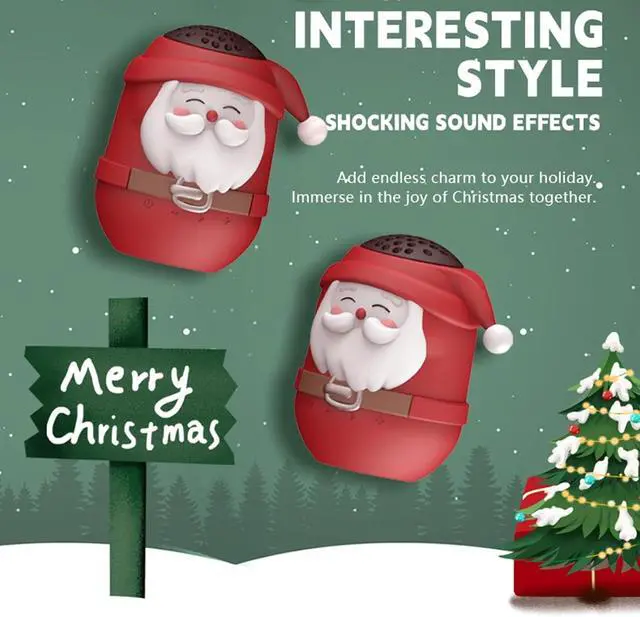 Alt view image 4 of 7 - Santa Claus Bluetooth Speaker, Shower Speaker Bluetooth Waterproof, Portable Mini Wireless Bluetooth Speaker, Christmas Room Decor Speaker with FM Radio, Christmas Decorations Indoor (2 pcs)