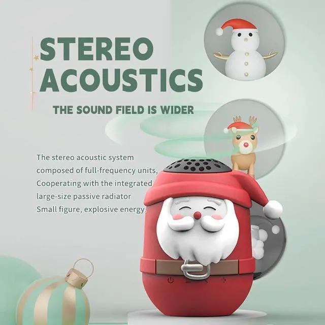 Alt view image 5 of 7 - Santa Claus Bluetooth Speaker, Shower Speaker Bluetooth Waterproof, Portable Mini Wireless Bluetooth Speaker, Christmas Room Decor Speaker with FM Radio, Christmas Decorations Indoor (2 pcs)