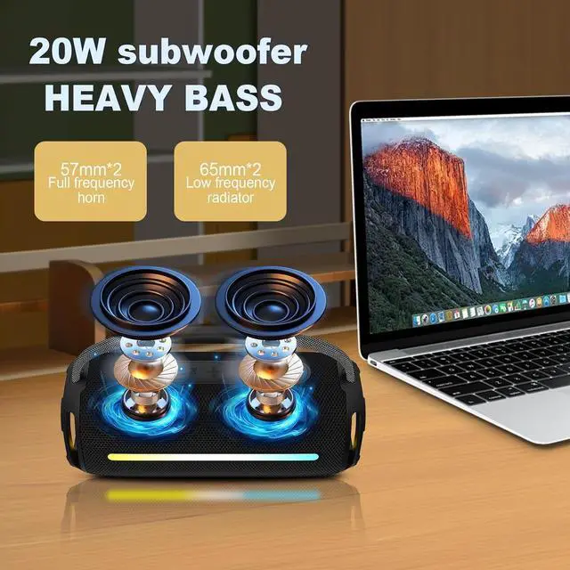 Alt view image 7 of 7 - Portable Intelligent Wireless Speaker, Dual Speakers, Powerful Sound and Deep Bass, Support U Disk/TF Card, Waterproof Bluetooth Speakers for Outdoor,Party,Home,Beach,Camping. Camouflage