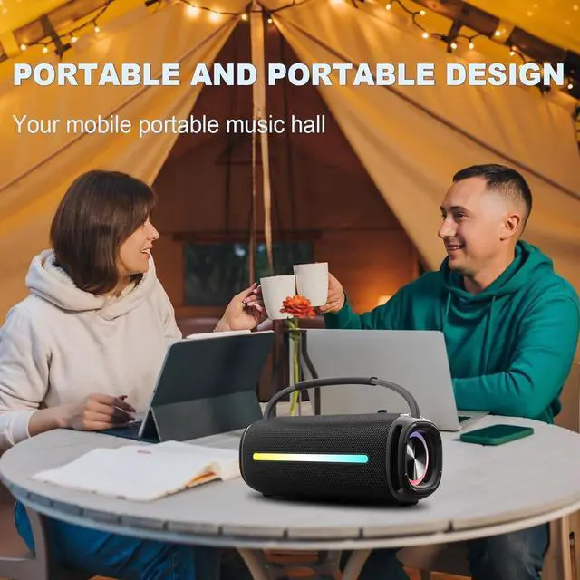 Alt view image 4 of 7 - Portable Intelligent Wireless Speaker, Dual Speakers, Powerful Sound and Deep Bass, Support U Disk/TF Card, Waterproof Bluetooth Speakers for Outdoor,Party,Home,Beach,Camping. Camouflage