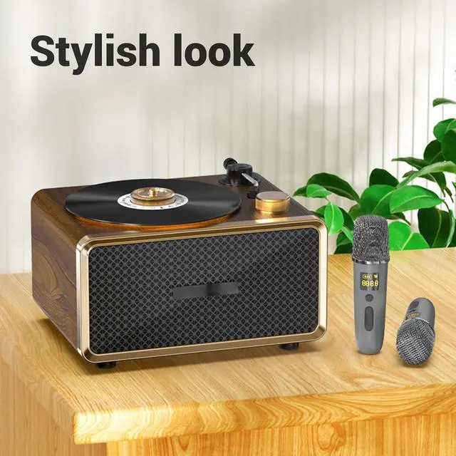 Alt view image 2 of 7 - Retro Wooden Bluetooth Speaker, Vintage Portable Speaker HIFI Subwoofer Home Audio Speaker with Warm Ambient Light for Home, Office, Party
