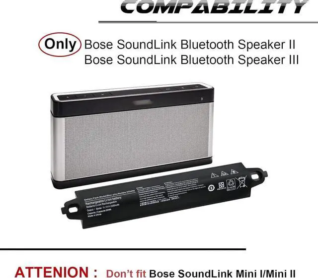 Alt view image 3 of 7 - 26Wh 359498 Battery Replacement for Bose SoundLink II SoundLink III Bose Soundlink 2 3 Bluetooth Speaker Mobile Portable Wireless Speaker 330107 359495 330105 404600 330105A 330107A 2330mAh