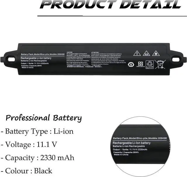 Alt view image 4 of 7 - 26Wh 359498 Battery Replacement for Bose SoundLink II SoundLink III Bose Soundlink 2 3 Bluetooth Speaker Mobile Portable Wireless Speaker 330107 359495 330105 404600 330105A 330107A 2330mAh