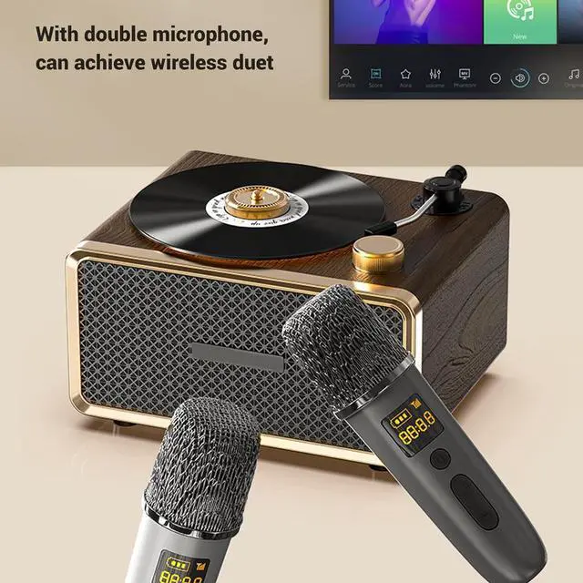 Alt view image 3 of 7 - Retro Wooden Bluetooth Speaker, Vintage Portable Speaker HIFI Subwoofer Home Audio Speaker with Warm Ambient Light for Home, Office, Party