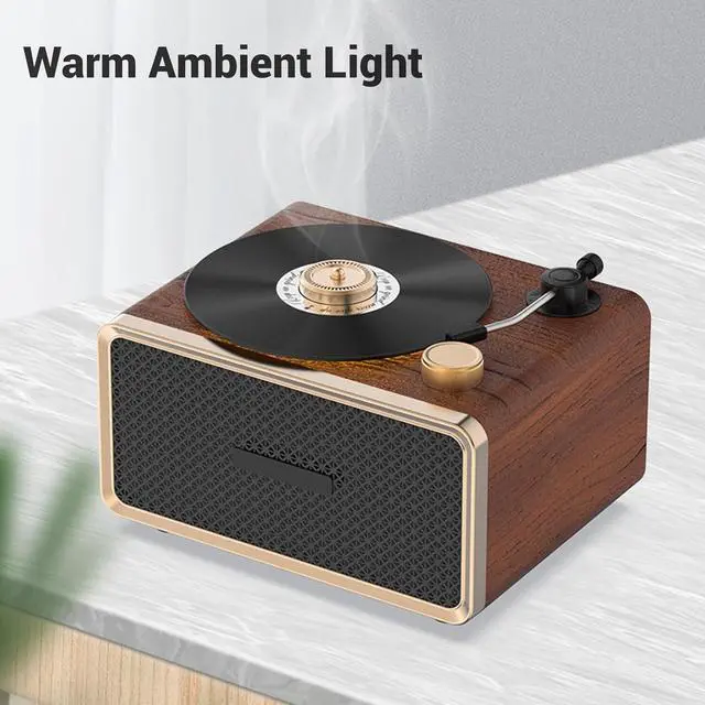 Alt view image 4 of 7 - Retro Wooden Bluetooth Speaker, Vintage Portable Speaker HIFI Subwoofer Home Audio Speaker with Warm Ambient Light for Home, Office, Party