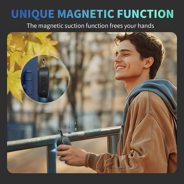 Alt view image 5 of 7 - SOWO Wireless Bluetooth Speaker, Ultra Portable Magnetic Speaker, IP67 Waterproof, 24H Playtime, Pro Sound, Indoors & Outdoors, Hiking & Golf