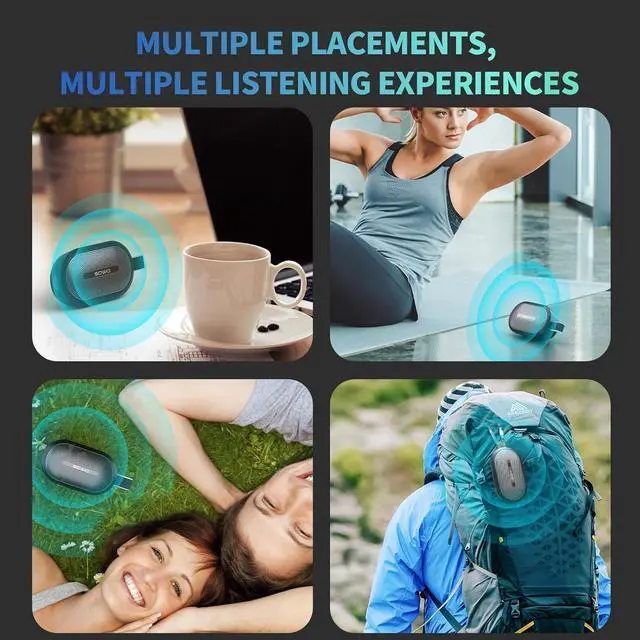 Alt view image 7 of 7 - SOWO Wireless Bluetooth Speaker, Ultra Portable Magnetic Speaker, Coverless IP67 Waterproof Design, 24 H Playtime, Small Speaker with Pro Sound, for Indoors, Outdoors, Hiking and Golf Speaker