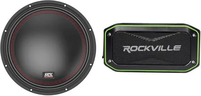 Main image of Audiosavings Bundle: (1) MTX 5510-44 10" 800W Peak/400W RMS DVC 4-ohm Car Audio Subwoofer Sub Bundle with (1) Rockville ROCK ANYWHERE WaterProof Portable Bluetooth Speaker+TWS Stereo Linking (2 Items)