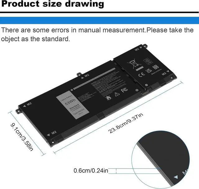 Alt view image 4 of 7 - LXHY 53Wh H5CKD Battery for Dell Vostro 5300 5301 5401 5501 5402 Latitude 3410 3510 Inspiron 5300 5401 5408 5409 5501 5508 5400 5406 5509 7405 7300 7500 7T8CD TXD03 0H5CKD JK6Y6