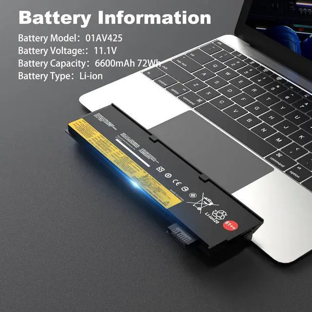 Alt view image 2 of 7 - LXHY 72wh 61++ 01AV427 01AV425 Laptop Battery for Lenovo Thinkpad T480 T470 A485 T580 P51S A475 TP25 T570 P52S Series SB10K97584 SB10K97579 SB10K97585 SB10K97580 4X50M08812 X50M08812 01AV490 11.1V