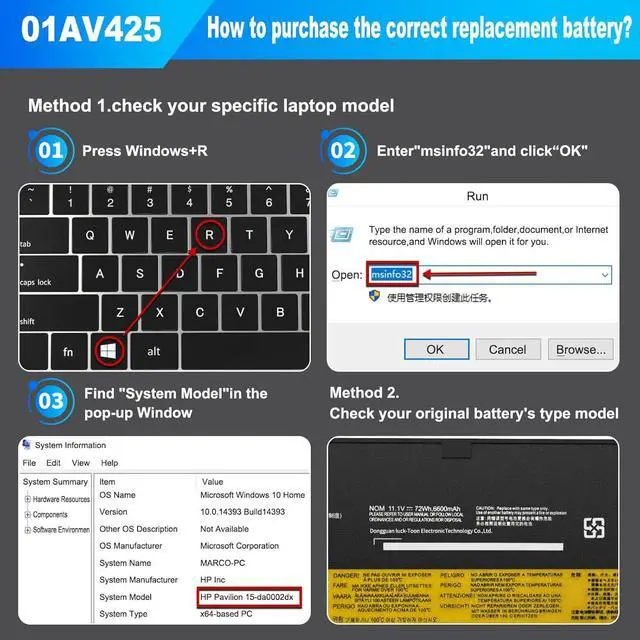 Alt view image 7 of 7 - LXHY 72wh 61++ 01AV427 01AV425 Laptop Battery for Lenovo Thinkpad T480 T470 A485 T580 P51S A475 TP25 T570 P52S Series SB10K97584 SB10K97579 SB10K97585 SB10K97580 4X50M08812 X50M08812 01AV490 11.1V