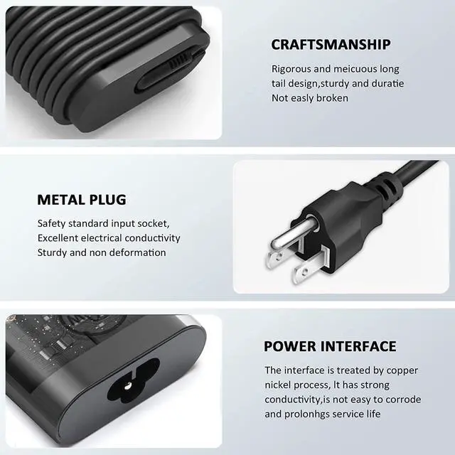 Alt view image 4 of 6 - GAN 100W USB C Dell Laptop Charger for Dell Latitude 5340 7640 7340 7440 5440 5540 9440 5289 5300, Precision 3540 3580 3480 3581 5480 5680, in-spiron 14 Plus 7430 7440 DA100PM220