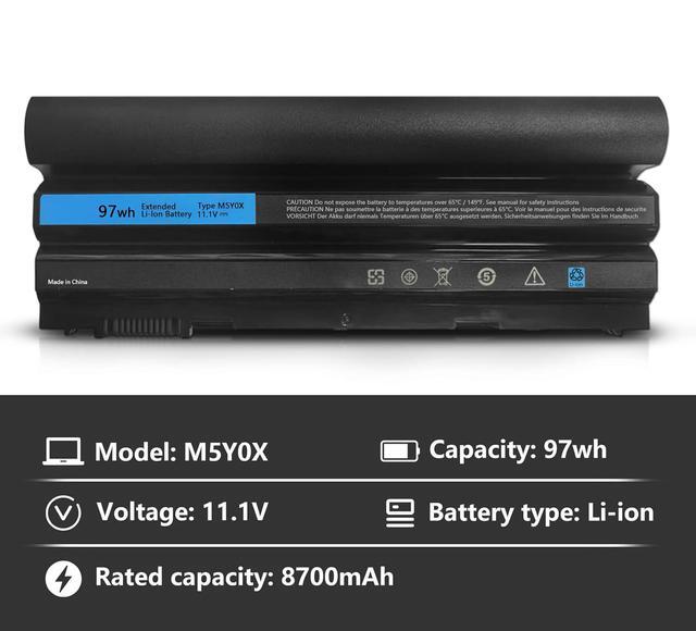 Alt view image 2 of 7 - LXHY 97Wh M5Y0X 9-Cell Laptop Battery for Dell Latitude E6420 E6430 E6440 E6520 E6530 E6540 E5420 E5430 E5520 E5530 Inspiron 4420 5420 5425 7420 7520 N4420 N4720 N5420 M421R M521R 2P2MJ NHXVW 71R31