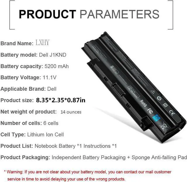 Alt view image 3 of 7 - LXHY J1KND 11.1v 48wh Laptop Battery for Dell Inspiron13R N3010 N3110 14R N4010 N4110 N4050 M4040 15R N5010 N5110 N5030 N5040 N5050 M5040 M5040 17R N7010 N7110 Battery fits 3550 3520 TKV2V 04YRJH
