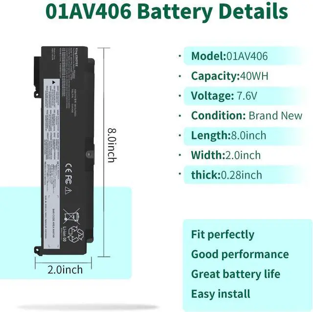 Alt view image 2 of 7 - LXHY 01AV406 Mode for Lenovo ThinkPad T460S T470S Series SB10J79003 01AV405 01AV462 00HW024 00HW025 00HW038 01AV407 01AV408 SB10J79002 L16M3P73 SB10K97605 SB10F46462 SB10F46463 SB10F46476 11.46V 27Wh
