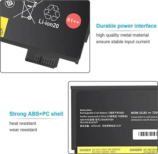 Alt view image 4 of 5 - LXHY  01AV427 01AV425 SB10K97584 Battery for Lenovo Thinkpad T470 T480 P51S P52S TP25 T570 T580 A485 A475 Series 4X50M08812 01AV427 01AV422 01AV423 01AV492 01AV490 01AV428 10.8V 72Wh 6-Cell