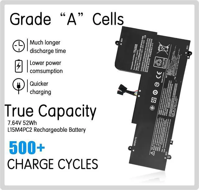 Alt view image 2 of 6 - LXHY L15M4PC2 L15L4PC2 Laptop Battery Replacement for Ideapad Yoga 710 14 15 710-14ISK/141SK 710-11 710-14IKB 710-141KB 80V4 710-15IKB/151KB 710-15ISK/151SK Series Notebook 5B10K90778 53WH Laptop