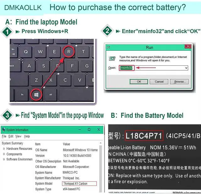 Alt view image 7 of 7 - LXHY 51Wh L18C4P71 L18M4P72 Battery Replacement for Lenovo Thinkpad X1 Carbon 7th Gen, X1 Carbon 8th Gen,ThinkPad X1 Yoga 4th/5th Gen Series 02DL005 02DL006 L18L4P71 SB10K97644 SB10K97642 15.4V