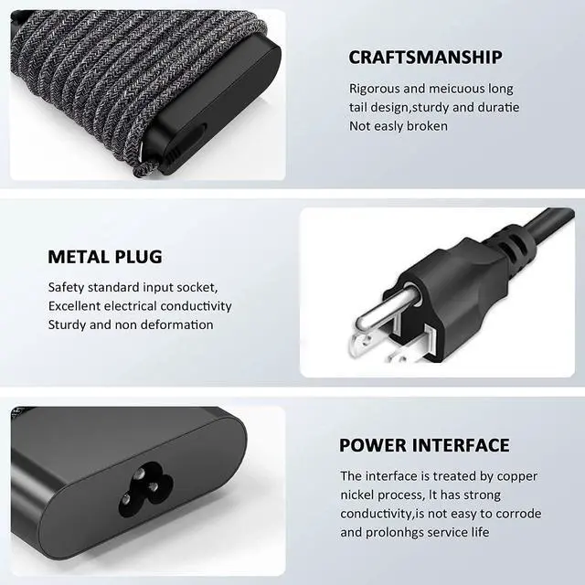 Alt view image 4 of 6 - Slim 90W 65W USB-C Charger for Dell Laptop Charger : Dell XPS 13 9365 9360 9370, Latitude 5520 5420 3400 3500 5289 5300 2in1 7400 2in1,Inspiron 16 7620 2-in-1/14 7420 LA90PM170 DA90PM170