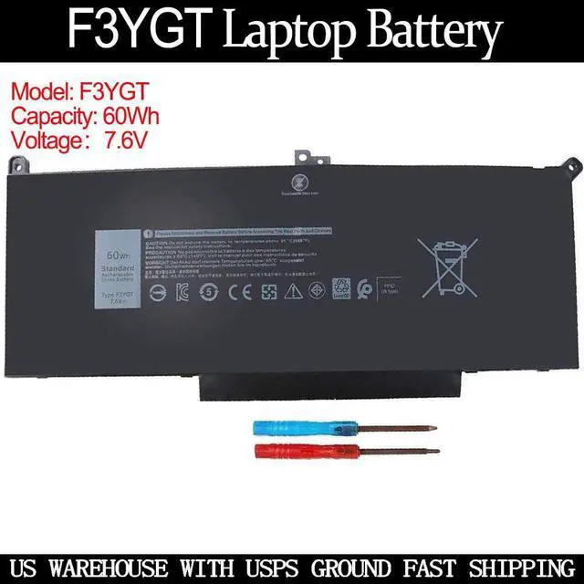 Main image of F3YGT 60WH Battery for Dell Latitude 7480 7490 7280 7290 7380 7390 E7280 E7480 E7490 12 7000 13 7000 14 7000 Series DM3WC ODM3WC DM6WC 2X39G KG7VF V4940 P73G P73G002 P29S002 451-BBYE 453-BBCF, 7.6V