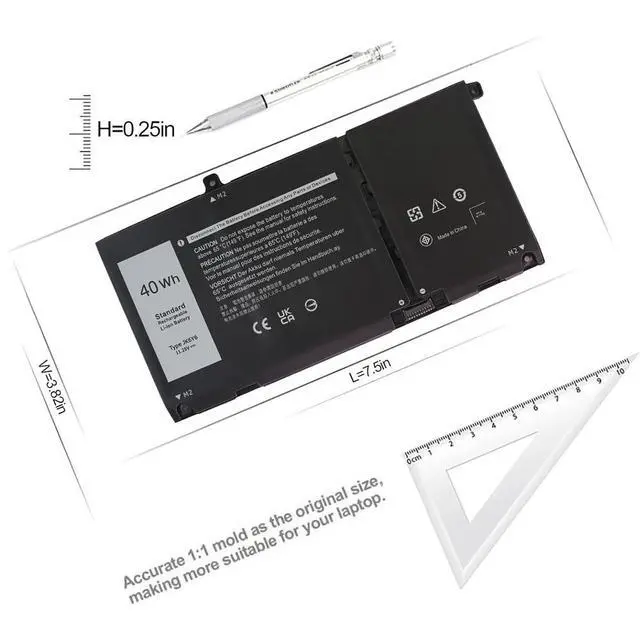 Alt view image 3 of 12 - LXHY 40Wh JK6Y6 Battery for Dell Inspiron 5300 5301 5401 5402 5408 5409 5501 5508 5509 5400 5406 7405 7300 7306 7500 7506 2-in-1 Series Latitude 3410 3510 Vostro 5301 5401 5501 P102F H5CKD 11.25V