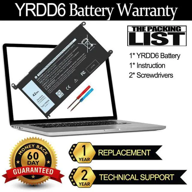 Alt view image 2 of 14 - LXHY YRDD6 Battery for Dell Inspiron 5591 7586 5491 5481 5482 5485 3310 2-in-1 15 3582 3583 3593 3584 5590 5593 5594 5585 14 3493 5493 5480 3793 Vostro 3491 5481 5581 5490 5590 0YRDD6 01VX1H 0VM732