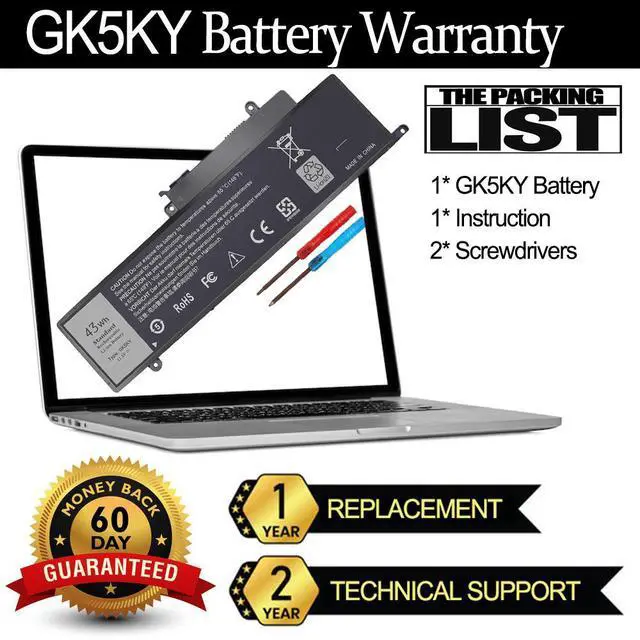 Alt view image 2 of 13 - 43Wh Type GK5KY Battery Replacement for Dell Inspiron 11 3000 3147 3148 3152 3153 3157 3158 7000 7347 7348 7352 7353 7359 15 7000 7558 7568, fits GK5KY P20T 92NCT 04K8YH