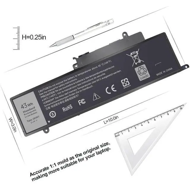 Alt view image 3 of 13 - 43Wh Type GK5KY Battery Replacement for Dell Inspiron 11 3000 3147 3148 3152 3153 3157 3158 7000 7347 7348 7352 7353 7359 15 7000 7558 7568, fits GK5KY P20T 92NCT 04K8YH