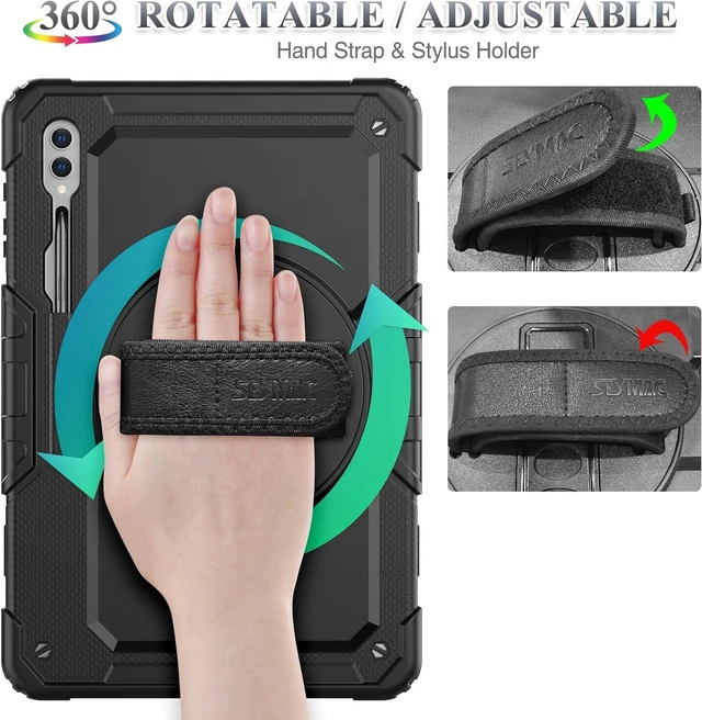 Alt view image 3 of 6 - Case for SAM-SUNG Galaxy Tab S10 Ultra / S9 Ultra Tablet Case 14.6'' Protective with Screen Protector, Pen Holder, 360 Rotate Stand, Hand Strap, Shoulder Strap, Black1