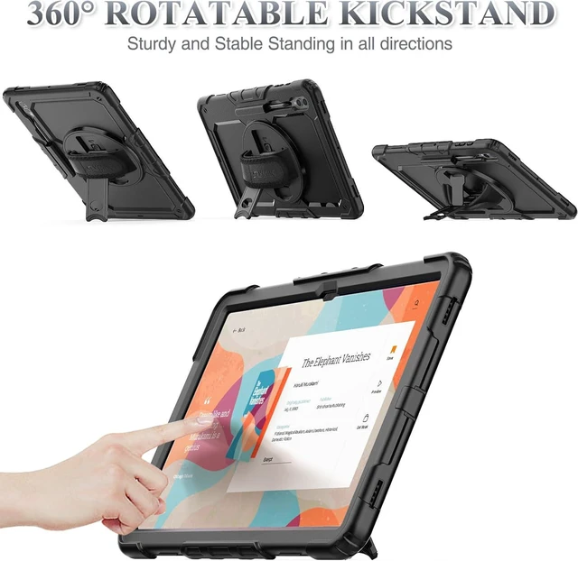 Alt view image 4 of 6 - Case for SAM-SUNG Galaxy Tab S10 Ultra / S9 Ultra Tablet Case 14.6'' Protective with Screen Protector, Pen Holder, 360 Rotate Stand, Hand Strap, Shoulder Strap, Black1