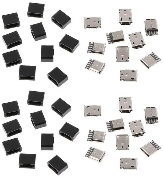 Alt view image 7 of 7 - 50 Pack Micro USB DIY Connector Micro USB Type B 5Pin Female Socket Port Repair Replacement Solder Adapter with PCB Board