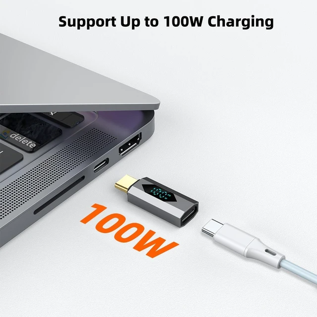 Alt view image 4 of 6 - 2 Pack 100W USB C Male to Female Adapter with LED Digital Display