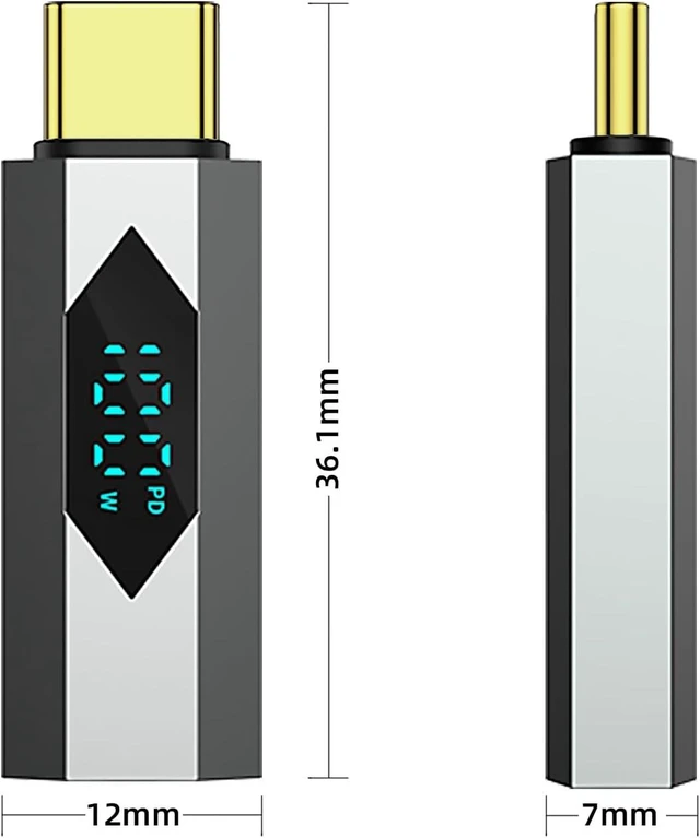 Alt view image 6 of 6 - 2 Pack 100W USB C Male to Female Adapter with LED Digital Display