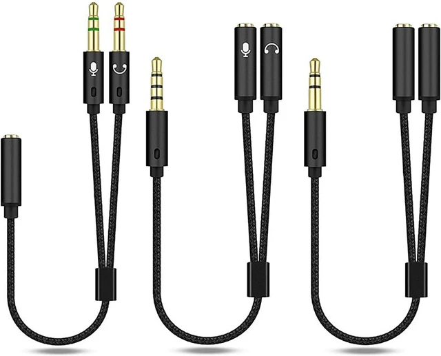 Main image of 3 Pack Headphone Splitter, 3.5mm Mic Audio Splitter, 2-Way Audio Cord