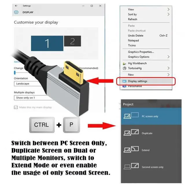 Alt view image 4 of 7 - HDMI 2.1 Cable,HDMI Male to Mini HDMI Male 90 Degree Left Angled 8K@60Hz 4K@120Hz 48Gbps Ultra High-Speed Gold-Plated Cable 1.64FT/0.5M for TV, Monitor, Computer