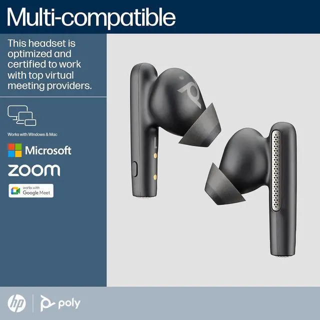 Alt view image 3 of 6 - Poly Voyager Free 60 UC True Wireless Earbuds (Plantronics) Noise-Canceling Mics for Clear Calls ANC Portable Charge Case Compatible w/iPhone, Android, PC/Mac, Zoom, Teams