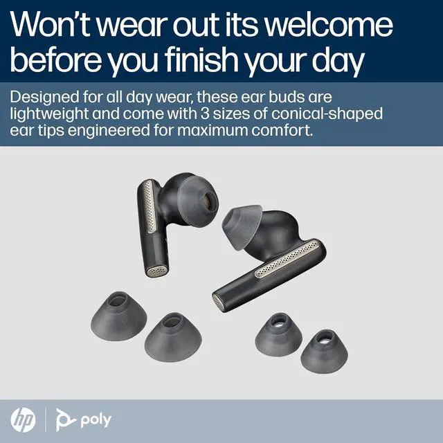 Alt view image 2 of 6 - Poly Voyager Free 60 UC True Wireless Earbuds (Plantronics) Noise-Canceling Mics for Clear Calls ANC Portable Charge Case Compatible w/iPhone, Android, PC/Mac, Zoom, Teams