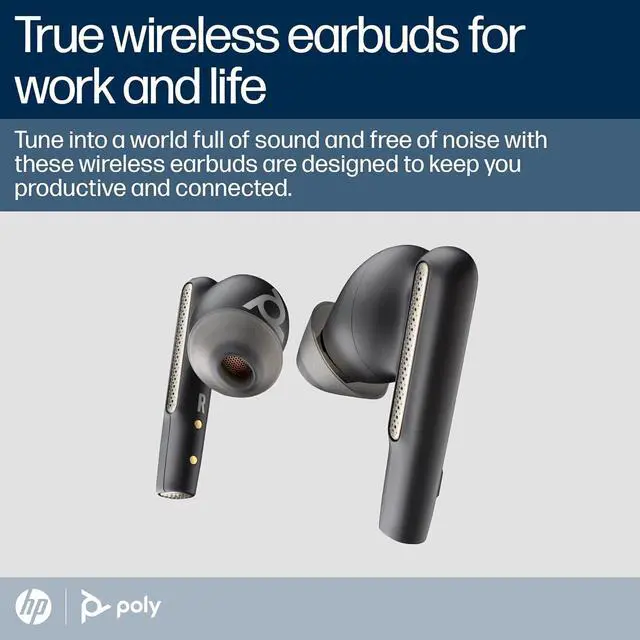 Alt view image 6 of 6 - Poly Voyager Free 60 UC True Wireless Earbuds (Plantronics) Noise-Canceling Mics for Clear Calls ANC Portable Charge Case Compatible w/iPhone, Android, PC/Mac, Zoom, Teams