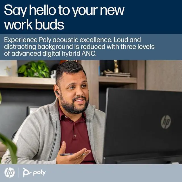 Alt view image 5 of 6 - Poly Voyager Free 60 UC True Wireless Earbuds (Plantronics) Noise-Canceling Mics for Clear Calls ANC Portable Charge Case Compatible w/iPhone, Android, PC/Mac, Zoom, Teams