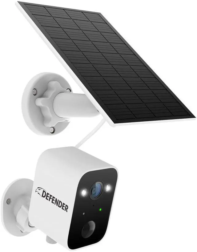 Main image of Defender SOLAR POWERED 4K AI Everwatch Wireless Battery Security Camera with 3W Solar Panel, AI Detection, Color Night Vision, No Monthly Fees