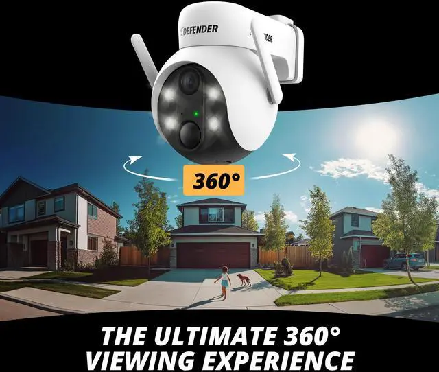 Alt view image 4 of 7 - Defender SOLAR POWERED 4K AI Everwatch PTZ Wireless Battery Security Camera with 3W Solar Panel, AI Detection, Color Night Vision, No Monthly Fees