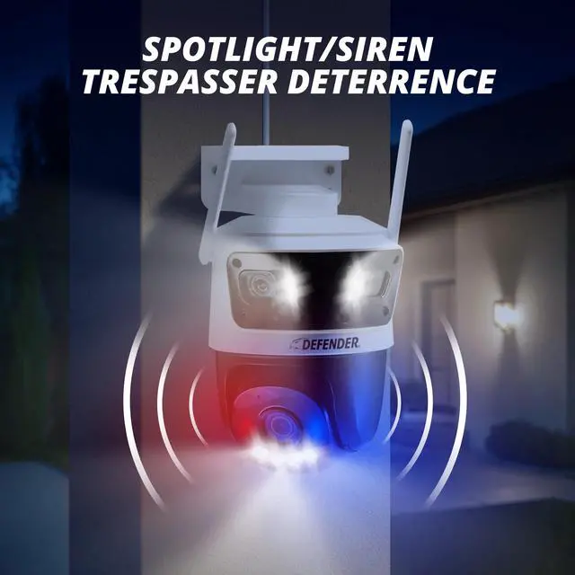 Alt view image 6 of 7 - Defender AI POWERED 3K+ Guard WIFI Tri-Lens PTZ Plug-in Security Camera, 3-in-1 Technology, 360° Tracking, 8X Zoom, Human/Vehicle AI Detection, Mobile App