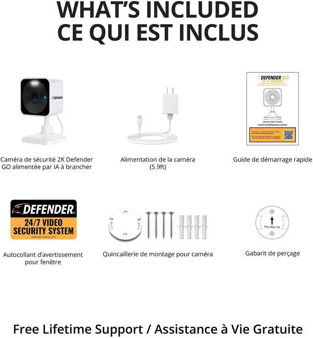 Alt view image 7 of 7 - Defender GO 2K AI POWERED Plug-in Power Indoor/Outdoor Home, Business, Baby & Pet Security Camera