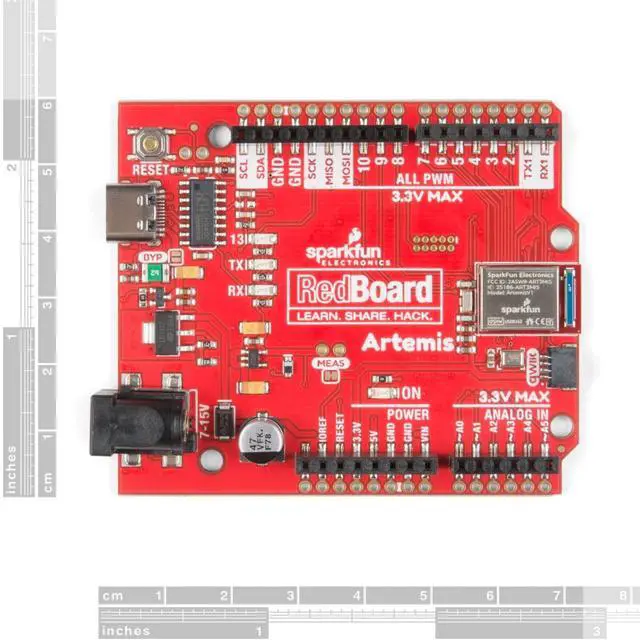 Alt view image 2 of 5 - SparkFun RedBoard Artemis Machine Learning Development Board Includes BLE One megabyte of Flash USB-C connector Qwiic I2C MEMS microphone Compatible with Arduino IDE Run TenserFlow models R3 footprint