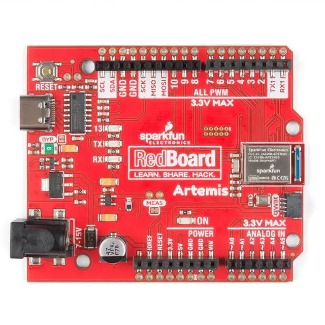 Alt view image 4 of 5 - SparkFun RedBoard Artemis Machine Learning Development Board Includes BLE One megabyte of Flash USB-C connector Qwiic I2C MEMS microphone Compatible with Arduino IDE Run TenserFlow models R3 footprint